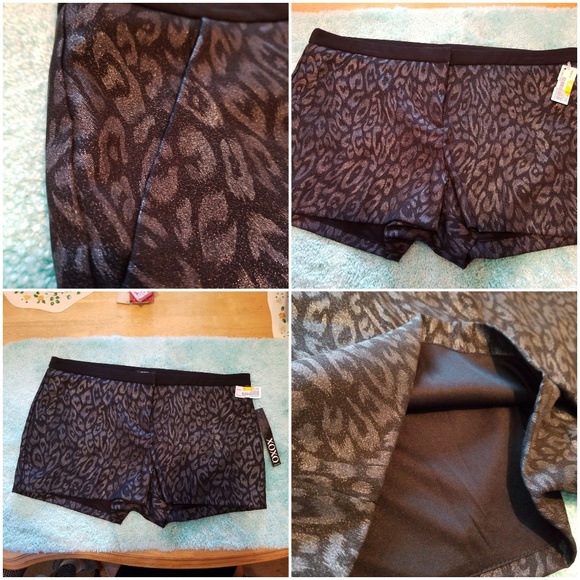 <XOXO> LINED Pattern SHORTS, Black & Silver - Picture 7 of 8